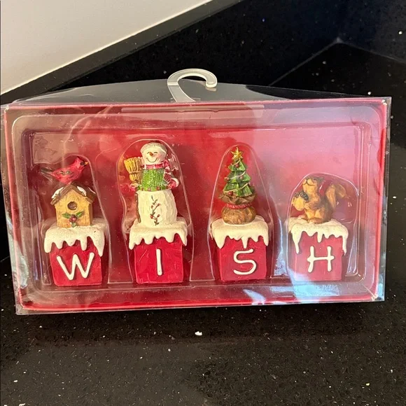 Christmas WISH Snowman Tree Character Blocks Shelf Sitters Farmhouse Country - Picture 12 of 14